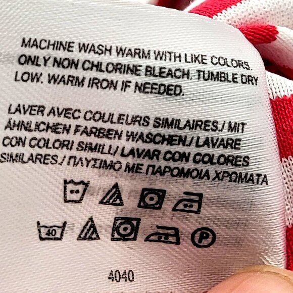 Red & White Striped 3/4 Sleeve Tunic Top With Notch Collar Size S - Picture 15 of 16